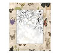 Cadre photo de 20,3 x 25,4 cm pour décoration murale et table, papillon coloré dans un vieux journal, cadre photo vertical ou horizontal en bois de style vintage