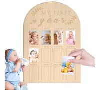 Cadre Photo De Ma Première Année 12 Feuilles pour Affichage De Photos De Bébé Tableau en Bois pour Nouveau-né pour 1er Anniversaire Crèche Cadeaux pour Bébé (1 Pièce)