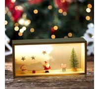 Cadre Photo de Noël 3D à Remplir,Cadre Profond Cadre Photo Vitrine,Cadre d'affichage LED,Cadre en Profondeur Lumineux, DIY Cadre Boîte en Bois Cadre d'Objet 6 CM pour Décoration,Cadre Photo Père Noël