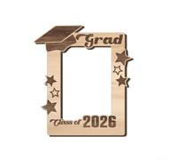 Cadre photo de remise de diplôme e 2026, cadre photo en bois avec support, affichage de bureau marron uni, décoration élégante à faire soi-même pour la maison et le bureau (A)