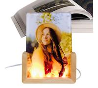 Cadre photo de sublimation - Lampe à lueur acrylique, vitrine de mémoire éclairée avec impression personnalisée | Support décoratif à LED transparent pour cadeaux de mariage, anniversaires, commemo