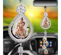 Cadre photo de voiture rétroviseur personnalisé photo personnalisé cadeau exclusif accessoires d'intérieur de voiture personnalisés ornements de goutte d'eau