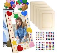Cadre photo décoratif en bois - 20 x 15 cm - Avec autocollants en forme d'étoiles et de cœur scintillants - Pour bureau, lieu de travail, studio, chambre d'enfant