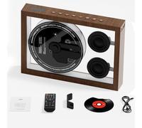 Cadre Photo Décoratif Musical, Lecteur CD Mural avec Haut-parleurs, Lecteur CD Blue-Tooth 5.3, Télécommande, 3 éclairages, Compatible USB/TF/écran LED, Rechargeable, pour La Décoration De La Mai Wood