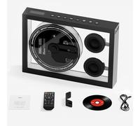 Cadre Photo Décoratif Musical, Lecteur CD Mural avec Haut-parleurs, Lecteur CD Blue-Tooth 5.3, Télécommande, 3 éclairages, Compatible USB/TF/écran LED, Rechargeable, pour La Décoration De La Ma Black