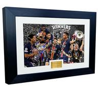 Cadre photo dédicacé du PSG Doue Dembele Kvaratskhelia Hakimi Marquinhos Luis Enrique 30,5 x 20,3 cm Format A4