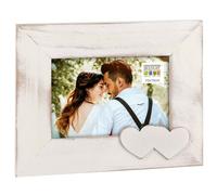 Cadre photo DEKNUDT S67TR1 H1 - bois peint - blanc - 2 cœurs blancs