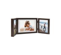 vidaXL Cadre Photo Dépliable Cadre d'Image Décoration de Table Salon Salle de Séjour Chambre Maison Intérieur Marron Foncé 28x18 cm+2x(13x18 cm)