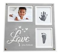 Cadre photo Dooky HappyHands kit d'empreinte couleur pour une empreinte de main/pied de votre bébé en souvenir (collage de cadre photo, dimensions : 32 x 31 cm, couleur douce pour la peau incluse)