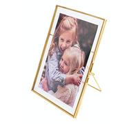 Cadre photo doré antique avec verre pressé, laiton (vertical), doré, 6 x 8
