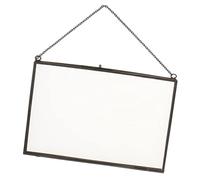 Cadre photo double face en verre avec chaîne en métal à suspendre pour décoration murale, photos, fleurs séchées, 20,3 x 15,2 cm