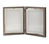 Cadre photo double face pivotant à 360 degrés pour table, cadre en bois fait à la main avec design extractible pour plusieurs photos (A)