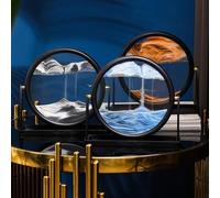 Cadre photo dynamique 3D avec peinture au sable mouvant pour la relaxation visuelle et la concentration mentale, décoratif pour divers environnements intérieurs (bleu)