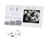 Cadre Photo Échographie,24 x 12 cm Cadre Photo Echogramme de Bébé,Cadres Photo en Bois avec Compte à Rebours des Semaines,Cadres Photo Sonogram,Parfait pour les annonces de bébé et les futurs parents