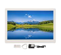 Cadre photo électronique avec écran HD, lecteur de musique et vidéo, calendrier, réveil et télécommande sans fil, 15,4 pouces, blanc, en bon