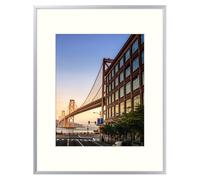 Cadre photo en aluminium Frametory 12x16 - Cadre argent 12x16 avec passe-partout ivoire pour photo 8,5x11 - Cadre photo en m tal 16x12 et verre