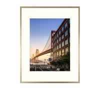 Cadre photo en aluminium Frametory 12x16 - Cadre doré 12x16 avec passe-partout ivoire pour photo 8,5x11 - Cadre photo en métal 16x12 et verre vér