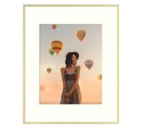 Cadre photo en aluminium Frametory 16x20 - Cadre doré 16x20 avec passe-partout ivoire pour photo 11x14 - Cadre photo en métal 20x16 et verre véri