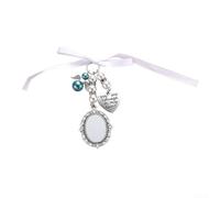 Cadre photo en argent antique avec perles en forme de cœur et pendentif ange bleu, souvenir de mariage pour personne spéciale, 25 x 18 mm (1)