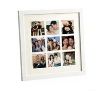 Cadre photo en bois avec une disposition à neuf grilles, permettant aux utilisateurs de personnaliser et de mettre à jour les photos avec facilité et style (blanc)