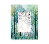 Cadre photo en bois de 10,2 x 15,2 cm, support de table et montage mural, cadre photo en bois de dessin animé, forêt, arbre, fleur, scène artistique