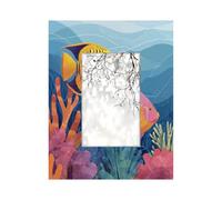 Cadre photo en bois de 10,2 x 15,2 cm, support de table et montage mural, cadre photo en bois de dessin animé, océan, poisson, corail