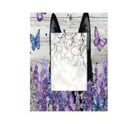 Cadre photo en bois de 10,2 x 15,2 cm, support de table et montage mural, cadre photo en bois mignon, noir, chat, violet, floral, papillon