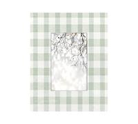 Cadre photo en bois de 10,2 x 15,2 cm, support de table et montage mural, cadre photo en bois vert clair à carreaux vichy