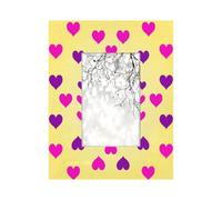 Cadre photo en bois de 10,2 x 15,2 cm, support de table et montage mural, cadres photo en bois avec cœurs violets et roses