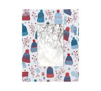 Cadre photo en bois de 10,2 x 15,2 cm, support de table et montage mural, cadres photo en bois de Noël, chapeaux d'hiver, gants, baies