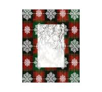 Cadre photo en bois de 10,2 x 15,2 cm, support de table et montage mural, flocons de neige de Noël sur carreaux rouges et verts