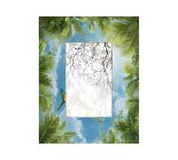 Cadre photo en bois de 10,2 x 15,2 cm, support de table et montage mural, palmier tropical, ciel bleu, oiseaux
