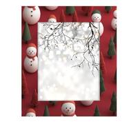 Cadre photo en bois de 20,3 x 25,4 cm, support de table et montage mural, cadre photo en bois, arbre de Noël, bonhommes de neige sur fond rouge