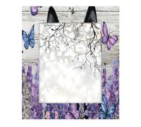 Cadre photo en bois de 20,3 x 25,4 cm, support de table et montage mural, cadre photo en bois mignon, noir, chat, violet, floral, papillon