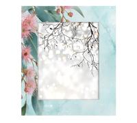 Cadre photo en bois de 20,3 x 25,4 cm, support de table et montage mural, feuilles d'eucalyptus, fleurs roses