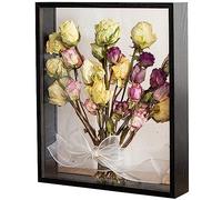 Cadre photo en bois de 20,3 x 30,5 cm avec fleurs séchées - Support décoratif flottant en chêne clair - Double cadre photo en verre - Noir