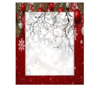 Cadre photo en bois de 27,9 x 35,6 cm, support de table et montage mural, cadre photo en bois avec boule de Noël, branche de pin, flocons de neige sur fond rouge