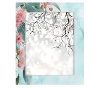 Cadre photo en bois de 27,9 x 35,6 cm, support de table et montage mural, feuilles d'eucalyptus, fleurs roses
