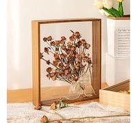 Cadre Photo en Bois de Fleurs séchées ,Cadre Photo Flottant décoratif, boîte de Rangement en plexiglas HD Double Face pour Afficher des Fleurs séchées, Artisanat( Couleur Noyer, 20.3 x 30.5 cm)