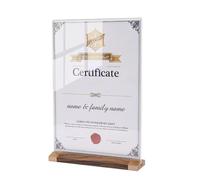 Cadre photo en bois - Design rustique avec couvercle en verre acrylique double face, idéal pour les certificats et les photos | Cadre photo élégant pour rebord de fenêtre ou étagère, parfait pour la