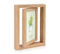 Cadre photo en bois - Double face - 10 x 15 cm - 2 photos - Pivotant - Avec plaque acrylique - Cadre photo créatif pour bureau, famille, cadeau de festival, mariage ou anniversaire