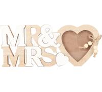 Cadre photo en bois en forme de cœur Mr. Mrs imperméable anti-vêtements Romantique bureau photo pour l'anniversaire de l'anniversaire de mariage