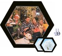 Cadre photo en bois en forme d'hexagone - Cadre photo créatif à suspendre au mur pour la maison et le bureau - Décoration moderne - Simplicité - Panneau artificiel avec clou sans couture