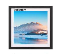 Cadre photo en bois noir - 30 x 30 cm - Carré - 30 x 30 cm - Monté au mur - 30 x 30 cm - Pour photos de 18 x 18 cm (si vous utilisez du carton), décoration de chambre et salon