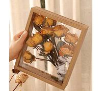 Cadre photo en bois pour fleurs séchées - 20,3 x 25,4 cm - Présentoir décoratif flottant - Verre double face - Convient pour fleurs séchées et spécimens (couleur primaire)