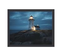 Cadre photo en bois pour la maison, cadre photo élégant avec motif phare de nuit, cadre photo rustique polyvalent, cadre décoratif moderne et rustique