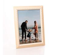 Cadre Photo en Bois Style Baroque pour Photos A4 - 21x29.7 cm Cadre Beige en Verre pour De Beaux Souvenirs | Cadre Photo Autoportant pour Affichage Mural & de Table, Format Vertical & Horizontal