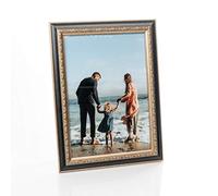 Cadre Photo en Bois Style Baroque pour Photos A4 - 21x29.7 cm Cadre Noir en Verre pour De Beaux Souvenirs | Cadre Photo Autoportant pour Affichage Mural & de Table, Format Vertical & Horizontal