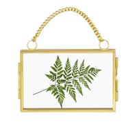 Cadre Photo en Laiton avec Chaîne - Cadre Mural en Verre 2x3 Pouces, Écran de Fleurs Pressée | Cadre Suspendu Élégant pour Illustration, Cadre Photo Mural Décoratif, Cadre