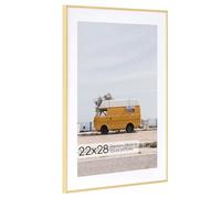 Cadre photo en métal de 55,9 x 71,1 cm avec passe-partout de 45,7 x 61 cm, finition en aluminium brossé, façade en verre trempé et matériel de suspension attaché, cadres muraux pour orientation